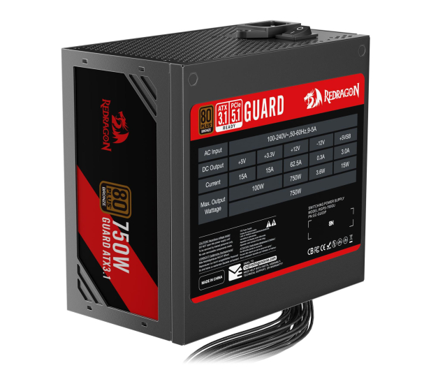 Redragon GC-GU03P 750W Guard 80 Plus Bronze ATX3.1 - 1351324 - zdjęcie 5